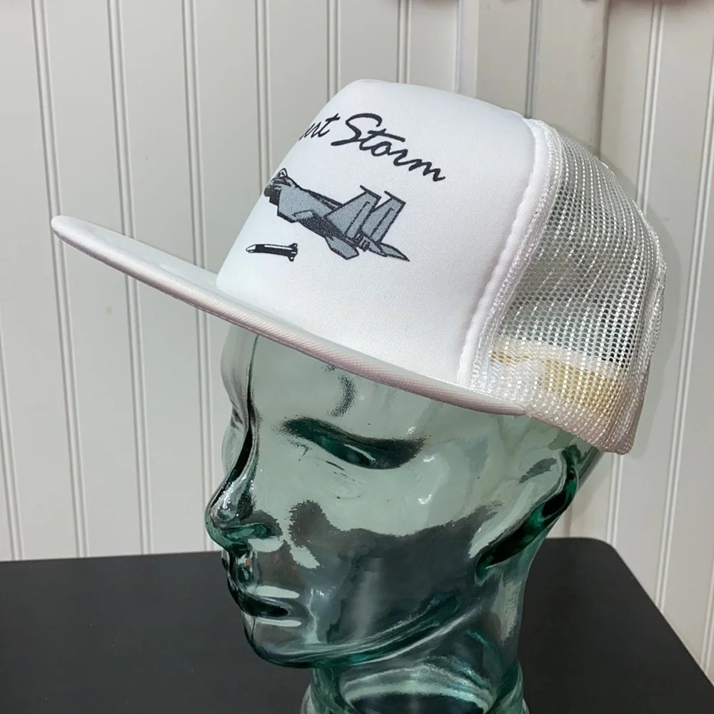 90s Desert Storm F-15 Strike Eagle Trucker Hat Cap 1990’s Vintage NOS